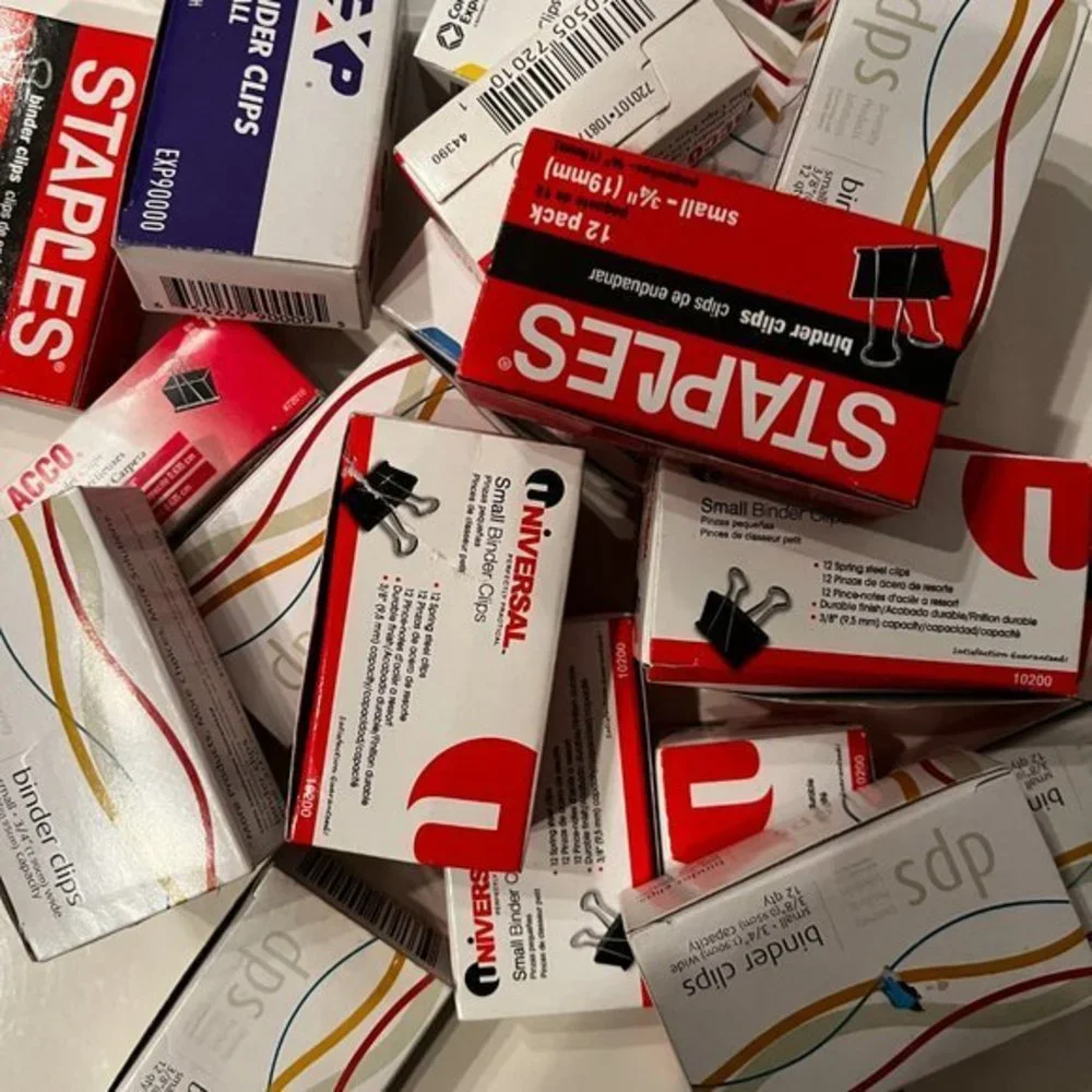 Binder Clips - Lot‎ of 22 boxes of varies sizes - new